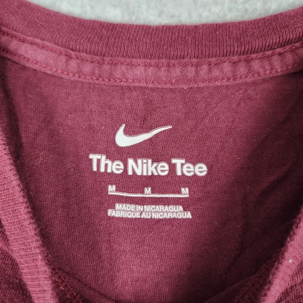 Nike T-Shirt‎ Mens Medium Maroon Spell Out Just Do It Long Sleeve Crew Neck Tee